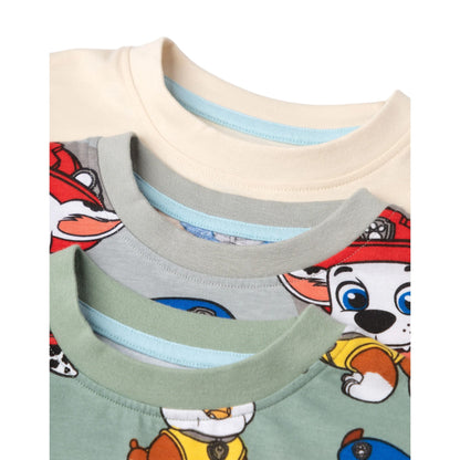 Light Green-Grey-Cream - Pack Shot - Paw Patrol Boys Pups Short-Sleeved Short Pyjama Set (Pack Of 3)