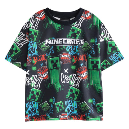 Multicoloured - Lifestyle - Minecraft Boys Creeper Short-Sleeved Short Pyjama Set (Pack of 2)