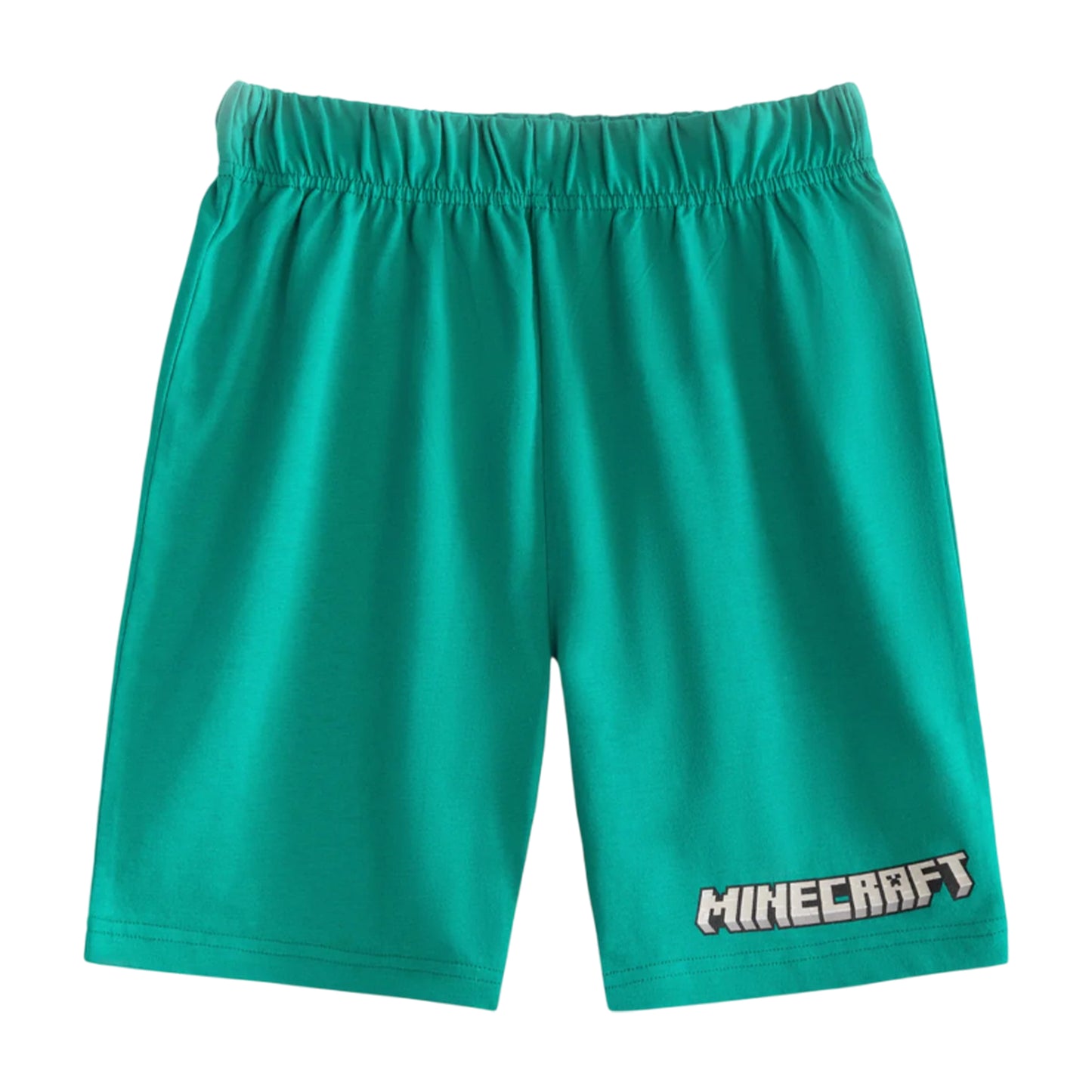 Light Blue-Green - Pack Shot - Minecraft Boys Creeper Short-Sleeved Short Pyjama Set (Pack of 2)