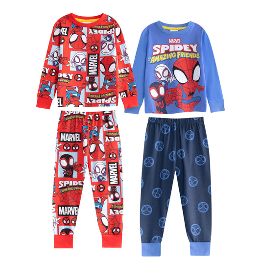 Red-Blue - Front - Spidey And His Amazing Friends Boys Long Pyjama Set (Pack of 2)