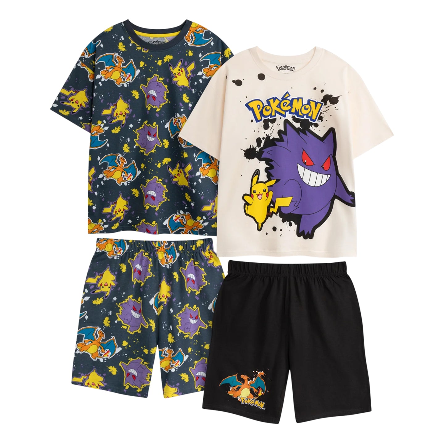 Multicoloured - Front - Pokemon Boys Characters Short-Sleeved Short Pyjama Set (Pack of 2)