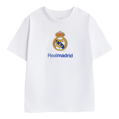 White-Blue - Side - Real Madrid CF Boys Crest Short-Sleeved Long Pyjama Set