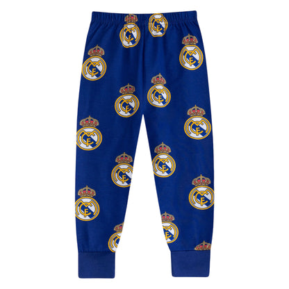 White-Blue - Lifestyle - Real Madrid CF Boys Crest Short-Sleeved Long Pyjama Set