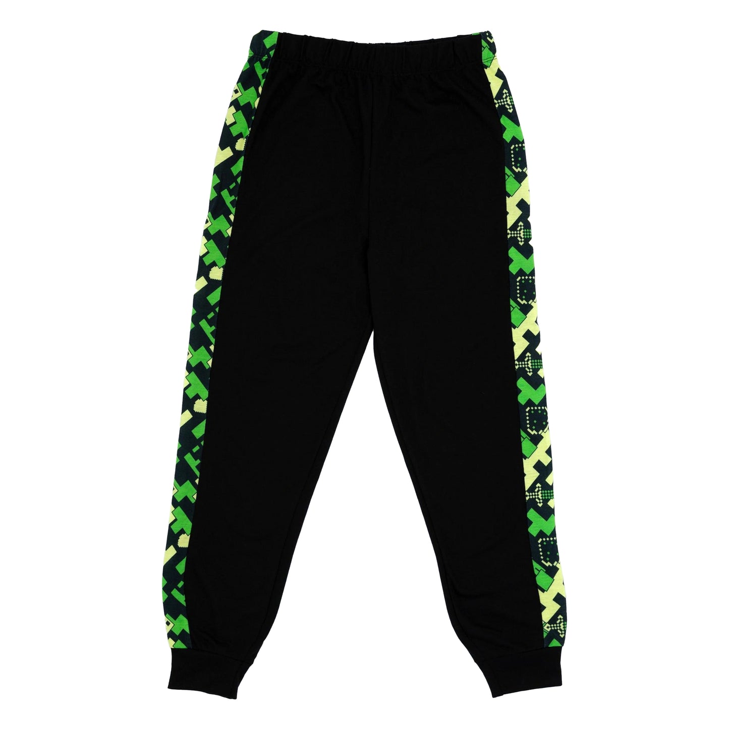Green-Black - Side - Minecraft Boys Creeper Short-Sleeved Long Pyjama Set