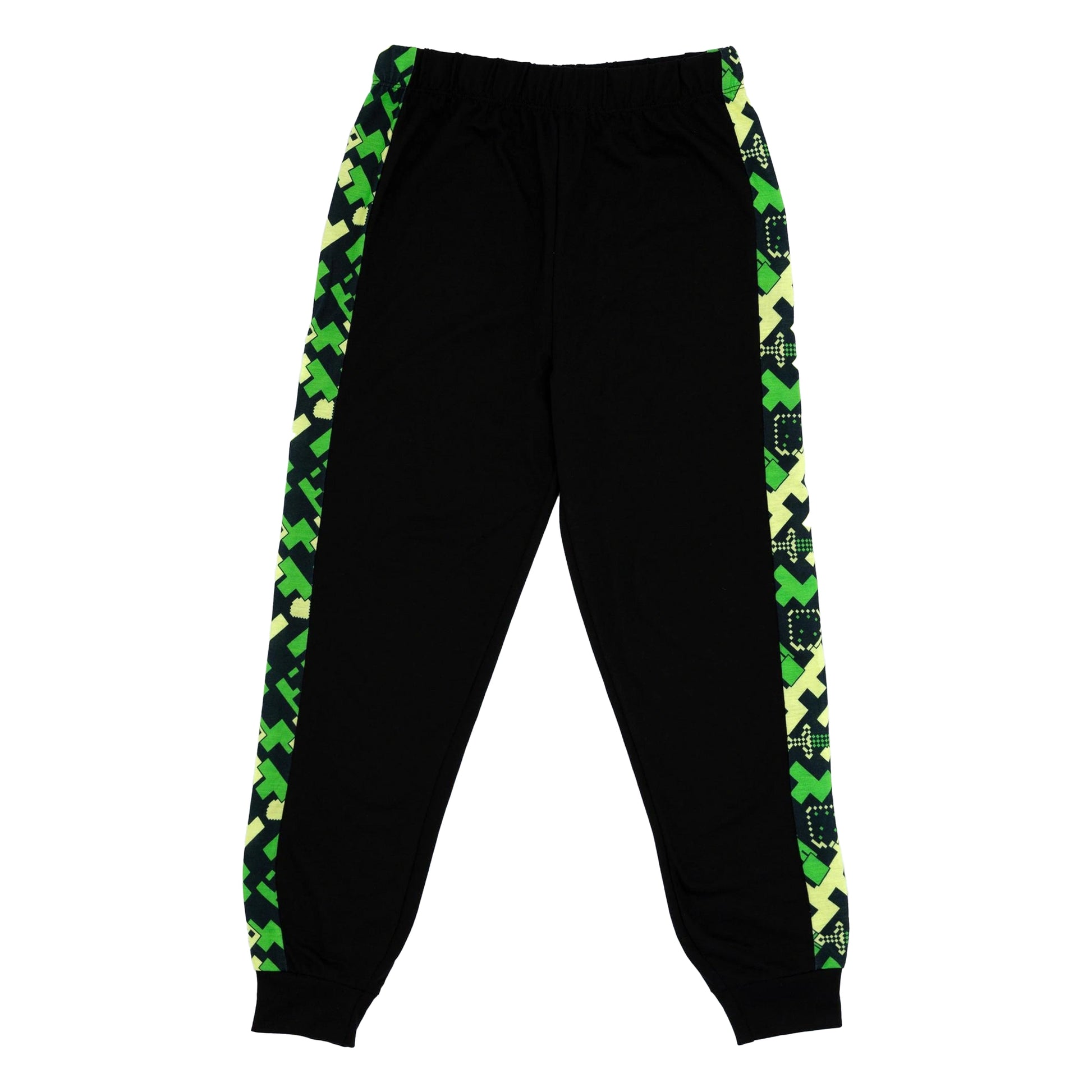 Green-Black - Side - Minecraft Boys Creeper Short-Sleeved Long Pyjama Set