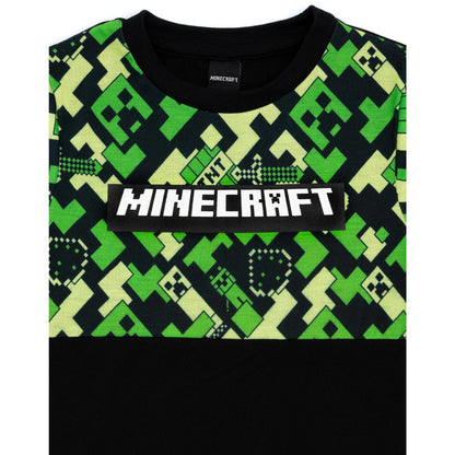 Green-Black - Lifestyle - Minecraft Boys Creeper Short-Sleeved Long Pyjama Set