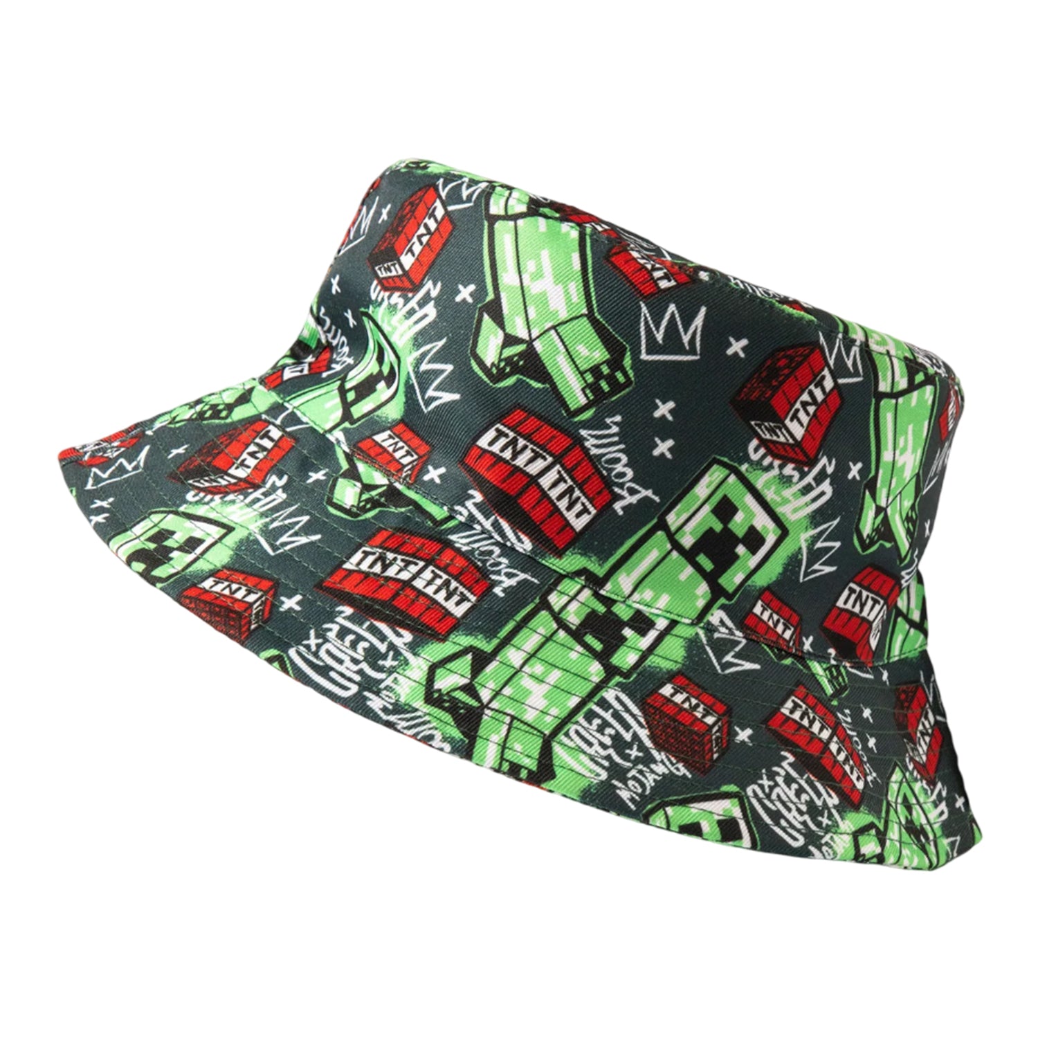 Multicoloured - Back - Minecraft Childrens-Kids Creeper Bucket Hat
