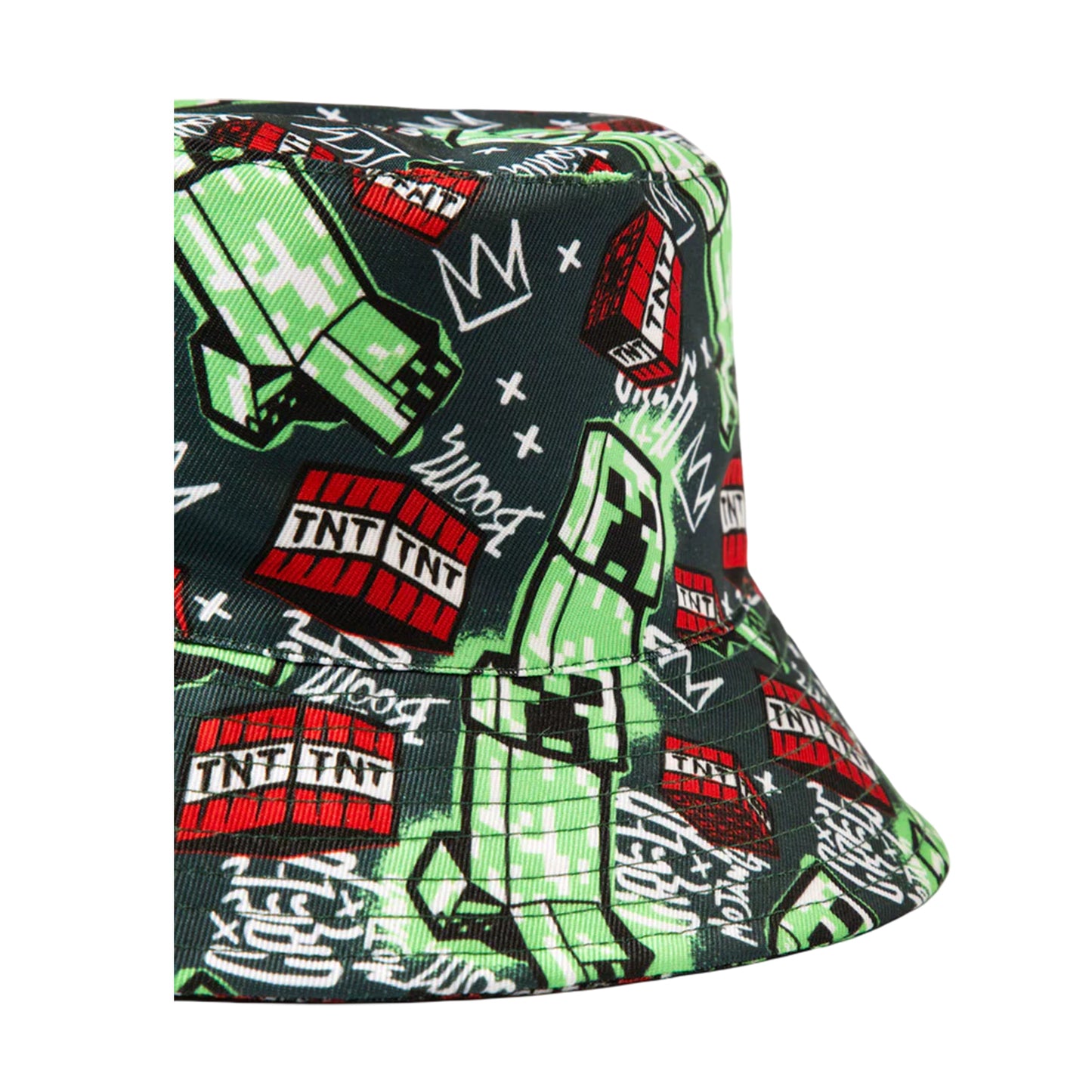Multicoloured - Side - Minecraft Childrens-Kids Creeper Bucket Hat