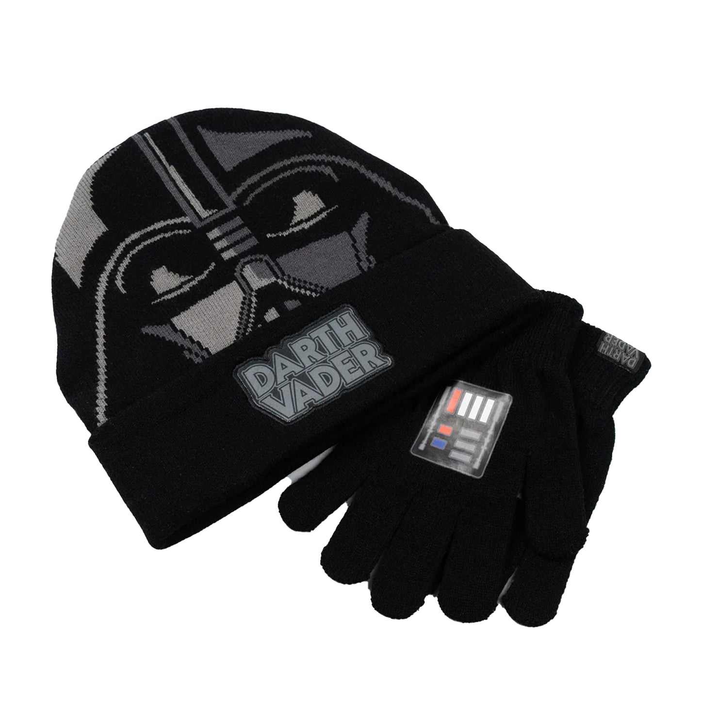 Black - Back - Star Wars Boys Darth Vader Beanie & Gloves Set