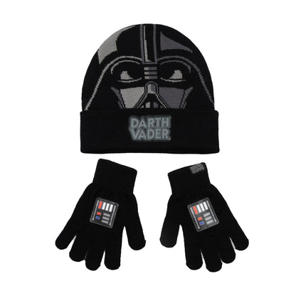 Black - Front - Star Wars Boys Darth Vader Beanie & Gloves Set