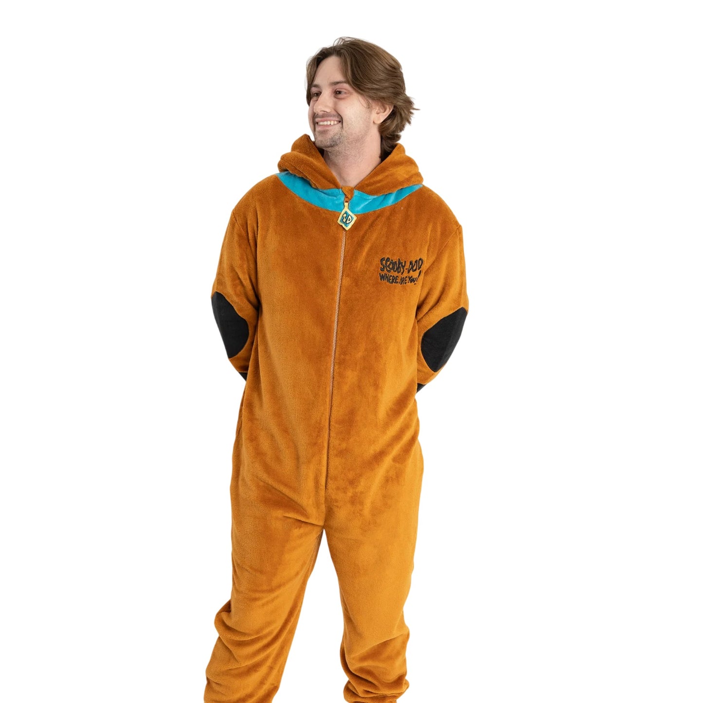 Brown - Side - Scooby Doo Unisex Adult Character Jumpsuit