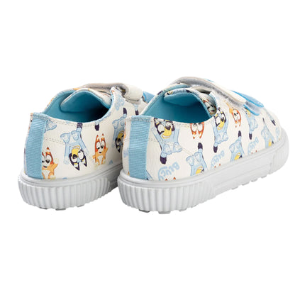 White-Multicoloured - Back - Bluey Childrens-Kids Character Hook and Loop Trainers
