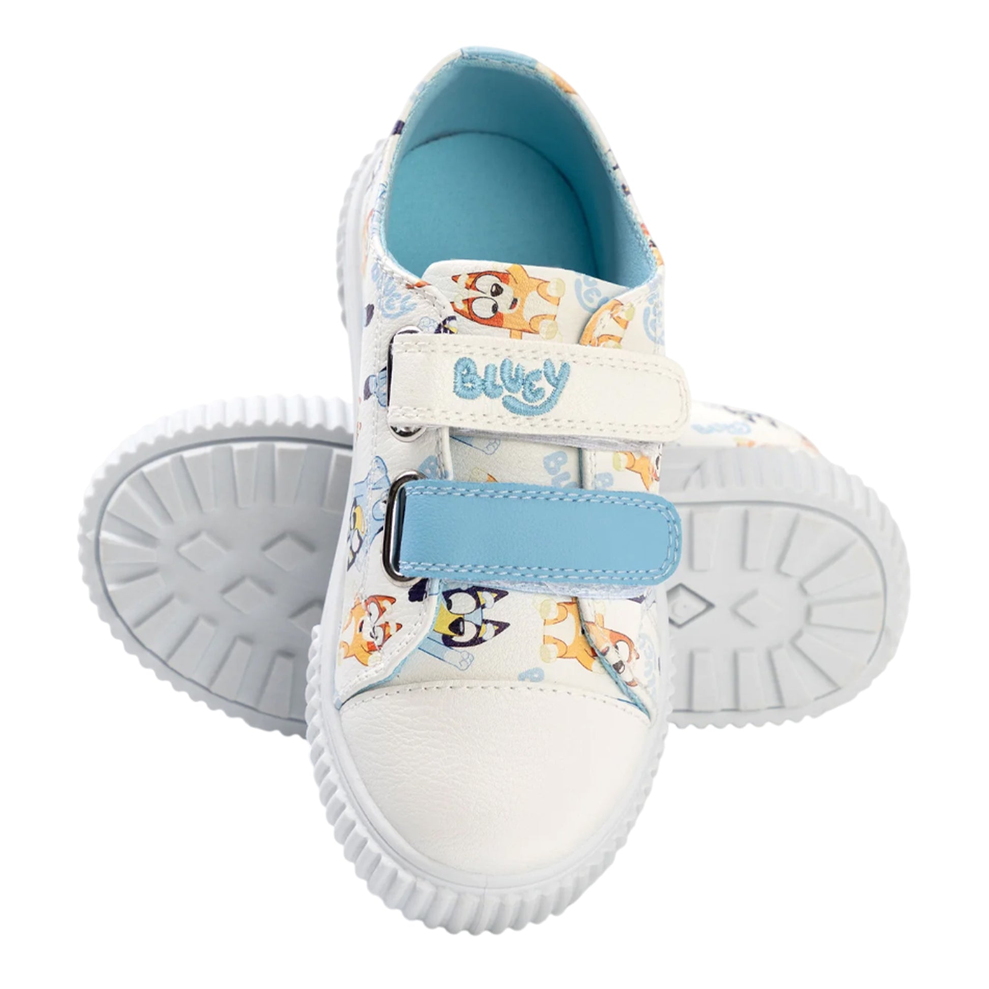 White-Multicoloured - Lifestyle - Bluey Childrens-Kids Character Hook and Loop Trainers