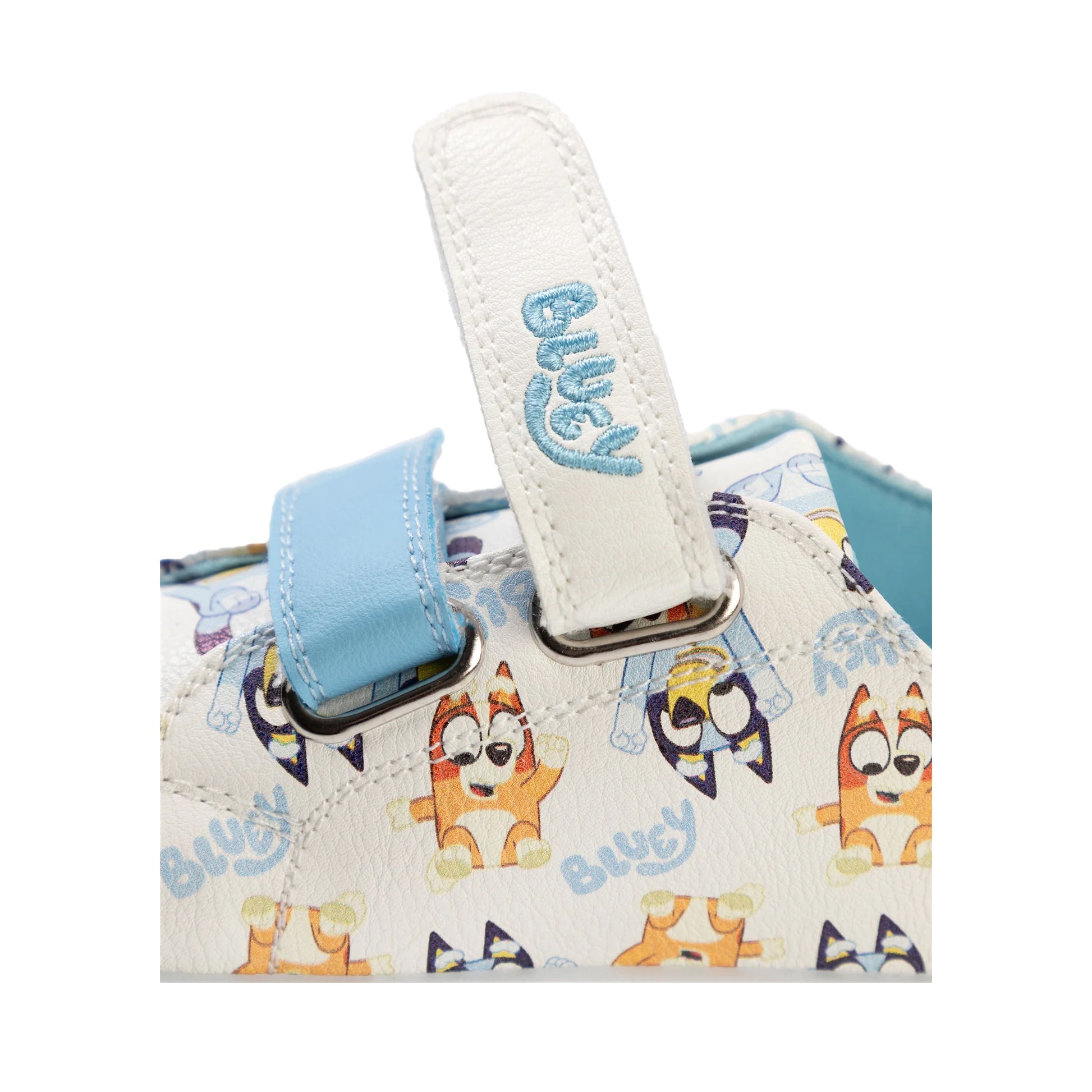 White-Multicoloured - Pack Shot - Bluey Childrens-Kids Character Hook and Loop Trainers