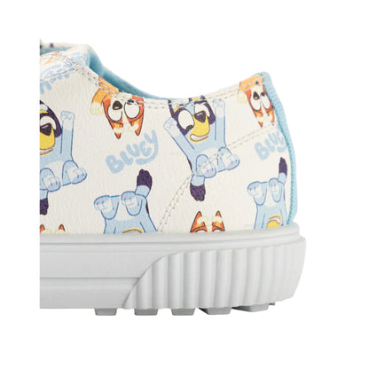 White-Multicoloured - Close up - Bluey Childrens-Kids Character Hook and Loop Trainers