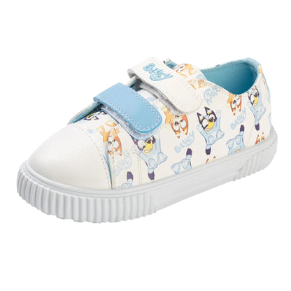 White-Multicoloured - Front - Bluey Childrens-Kids Character Hook and Loop Trainers