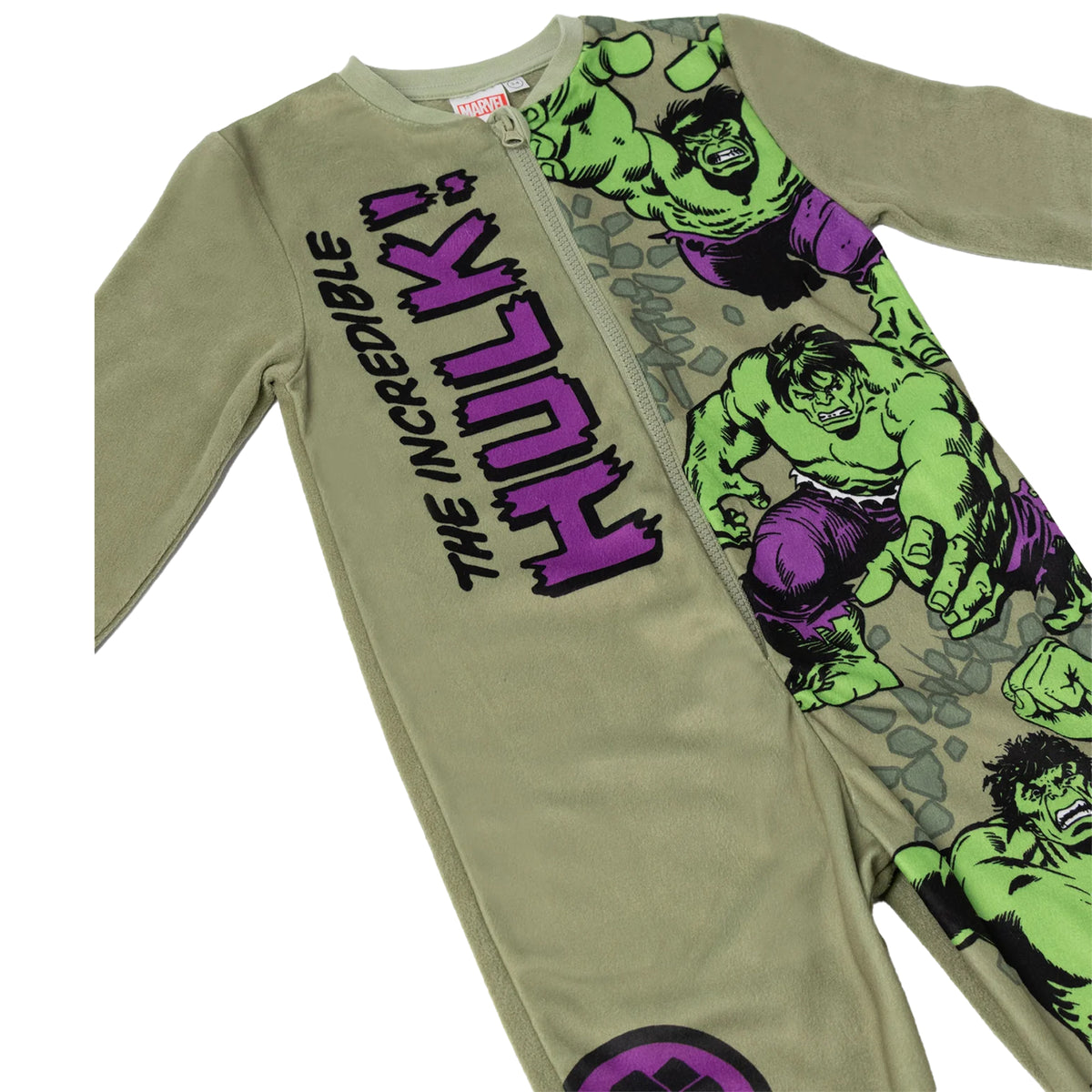 Green - Side - The Incredible Hulk Boys All-In-One Nightwear