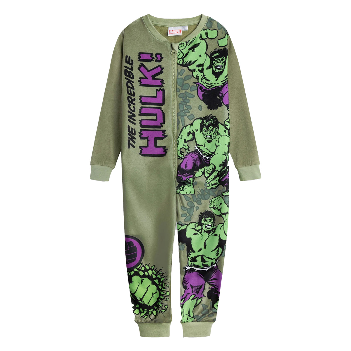 Green - Front - The Incredible Hulk Boys All-In-One Nightwear