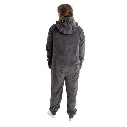 Black - Back - How To Train Your Dragon Unisex Adult Toothless All-In-One Nightwear