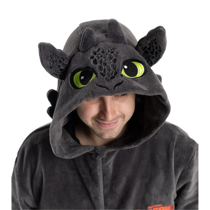 Black - Side - How To Train Your Dragon Unisex Adult Toothless All-In-One Nightwear