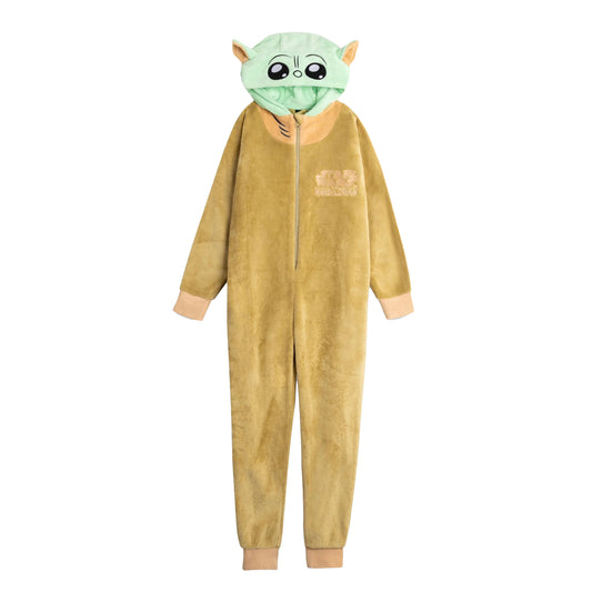 Green-Brown - Front - Star Wars Unisex Adult Grogu All-In-One Nightwear