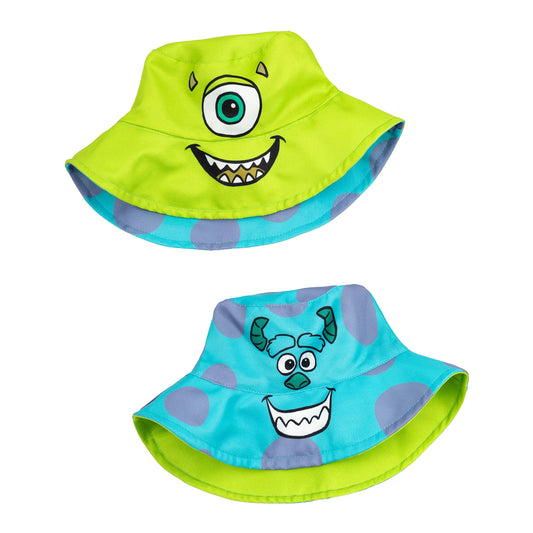 Multicoloured - Front - Monsters Inc Childrens-Kids Mike & Sulley Reversible Bucket Hat