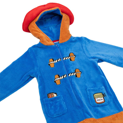 Blue - Side - Paddington Bear Childrens-Kids Character All-In-One Nightwear