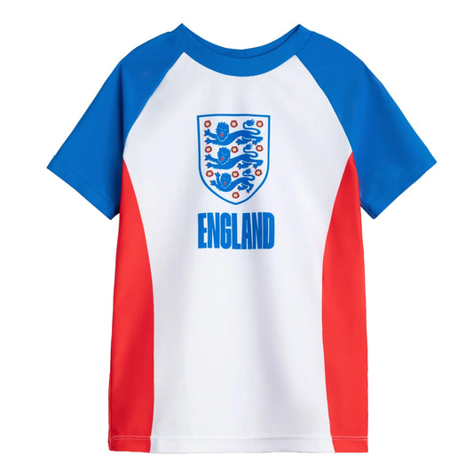 White - Front - England Boys Logo Swim Top