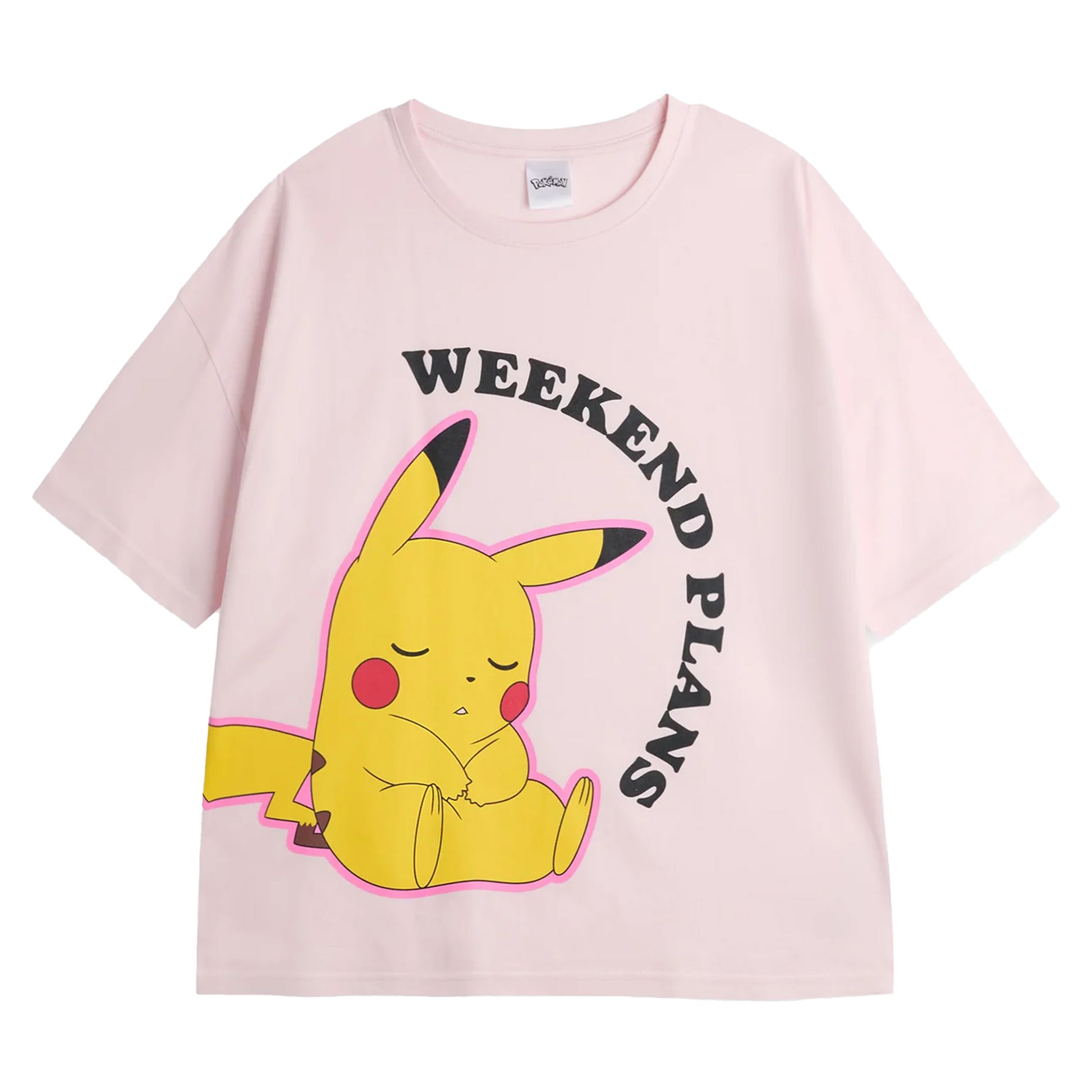 Pink - Side - Pokemon Womens-Ladies Pikachu Short-Sleeved Long Pyjama Set