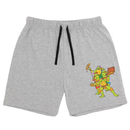 Grey-Black - Side - Teenage Mutant Ninja Turtles Mens Always Hungry Short-Sleeved Short Pyjama Set