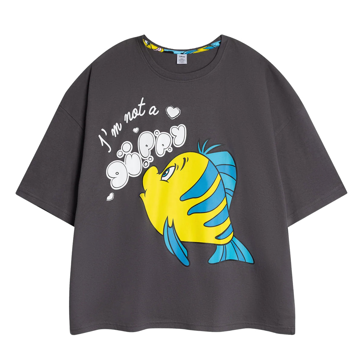 Grey-Blue - Side - The Little Mermaid Womens-Ladies Flounder Short-Sleeved Long Pyjama Set