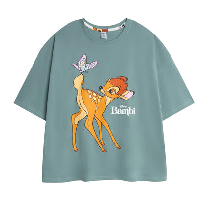 Multicoloured - Side - Bambi Womens-Ladies Logo Short-Sleeved Long Pyjama Set