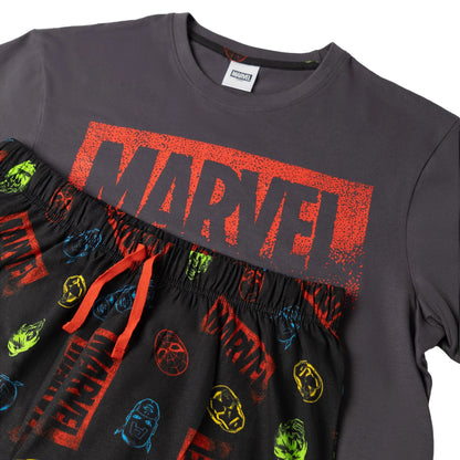 Multicoloured - Lifestyle - Marvel Avengers Mens Logo Short-Sleeved Long Pyjama Set