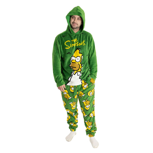 Green - Front - The Simpsons Mens Homer Simpson Long Pyjama Set