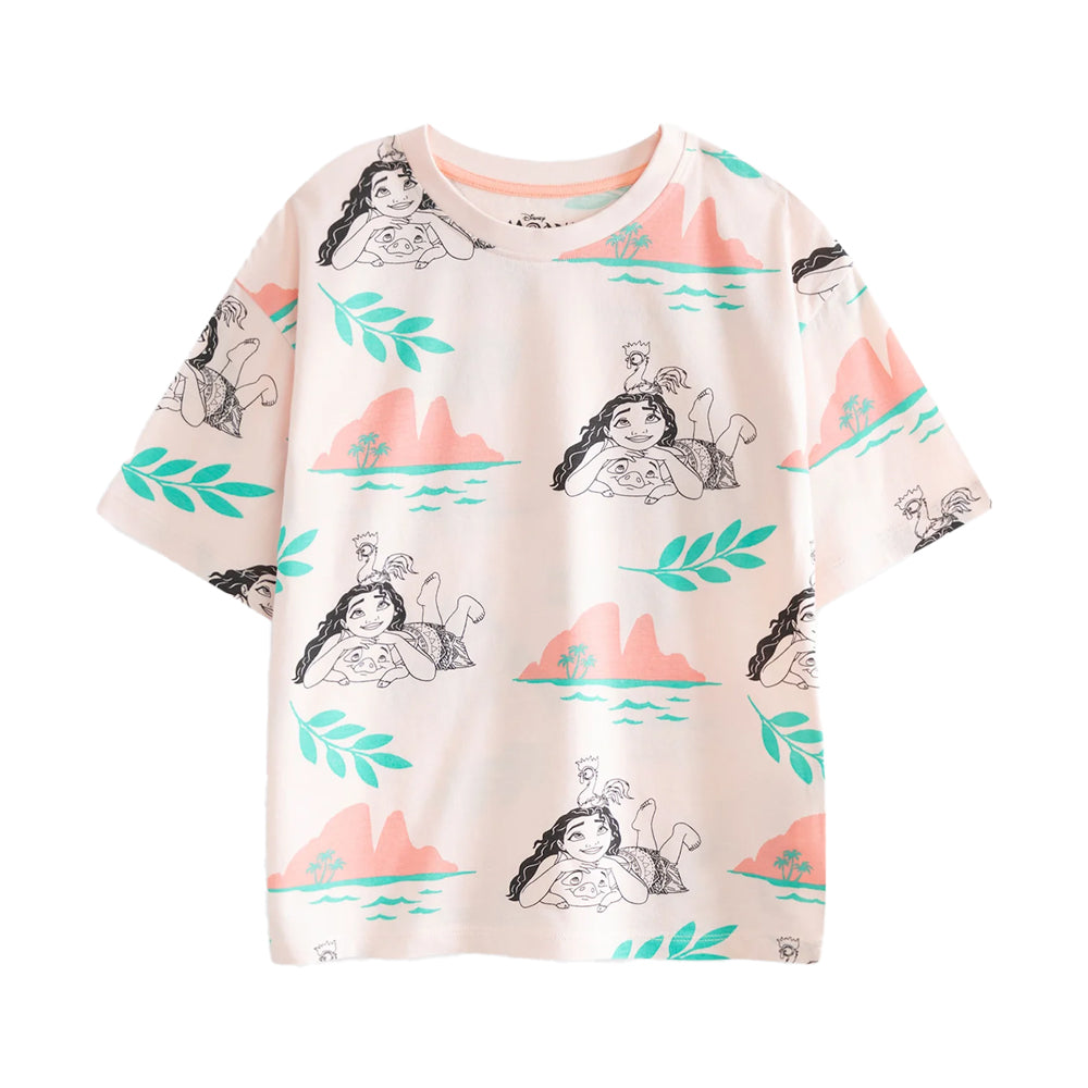Multicoloured Print - Back - Moana Girls Short Pyjama Set (Pack of 2)
