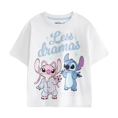 Multicoloured Print - Back - Lilo & Stitch Girls Less Dramas Short Pyjama Set (Pack of 2)