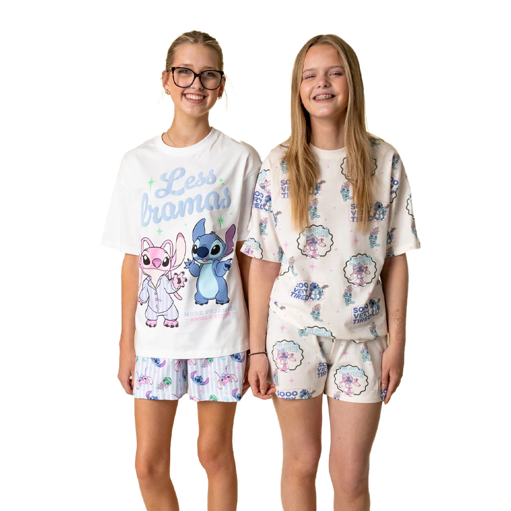 Multicoloured Print - Close up - Lilo & Stitch Girls Less Dramas Short Pyjama Set (Pack of 2)