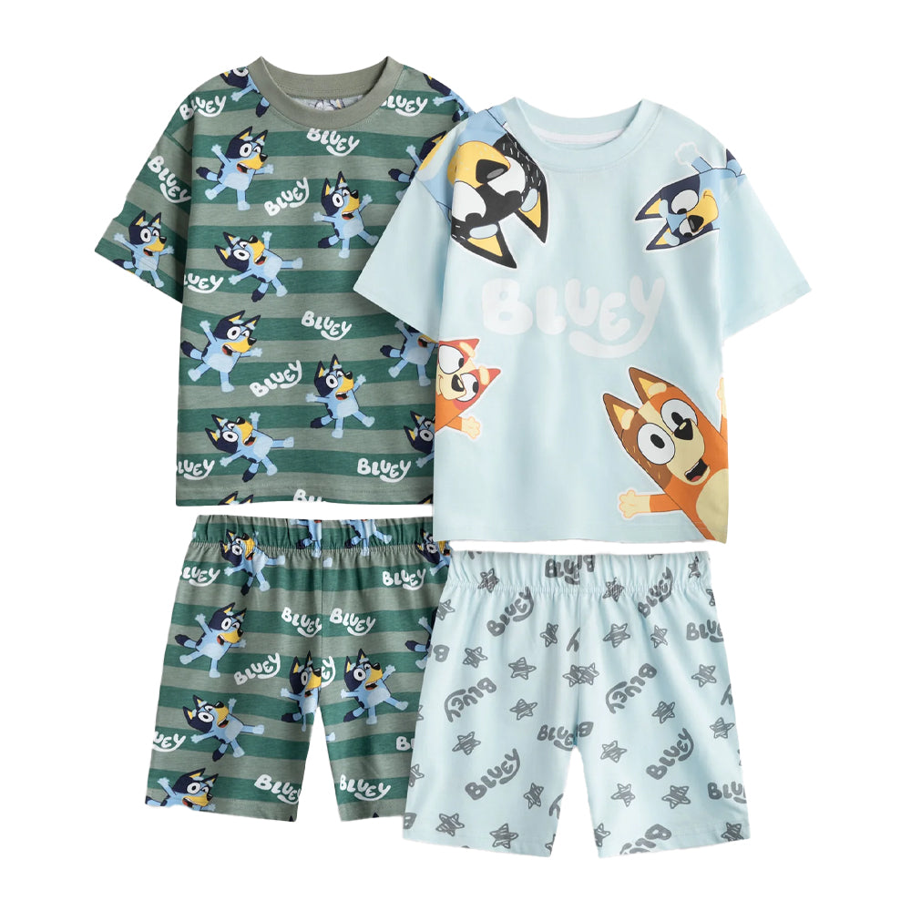 Multicoloured - Front - Bluey Boys Bluey & Bingo Short Pyjama Set (Pack of 2)