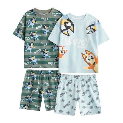 Multicoloured - Front - Bluey Boys Bluey & Bingo Short Pyjama Set (Pack of 2)