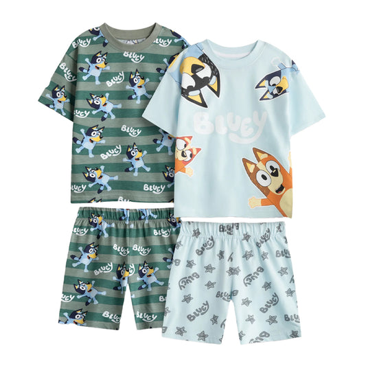 Multicoloured - Front - Bluey Boys Bluey & Bingo Short Pyjama Set (Pack of 2)