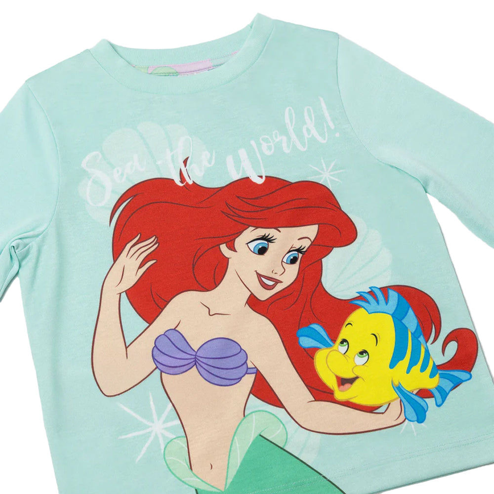 Blue-Purple - Lifestyle - The Little Mermaid Girls Ariel & Flounder Long Pyjama Set
