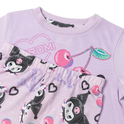 Purple - Side - Hello Kitty Girls Kuromi Long Pyjama Set