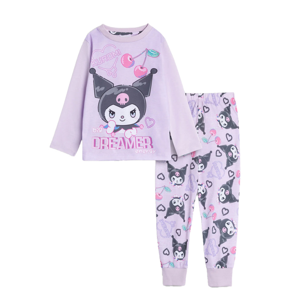 Purple - Front - Hello Kitty Girls Kuromi Long Pyjama Set