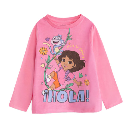 Multicoloured - Back - Dora The Explorer Childrens-Kids Character Long Pyjama Set (Pack of 2)