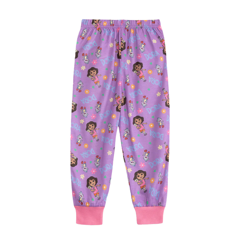 Multicoloured - Side - Dora The Explorer Childrens-Kids Character Long Pyjama Set (Pack of 2)