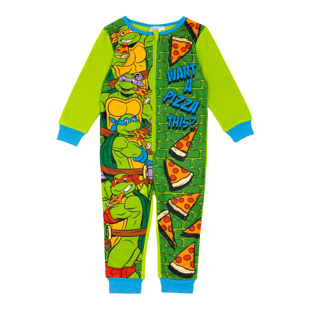 Green - Front - Teenage Mutant Ninja Turtles Childrens-Kids Characters All-In-One Nightwear