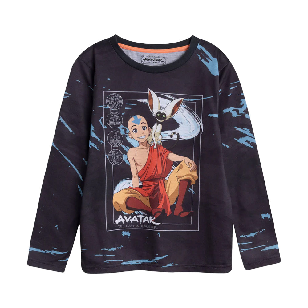Black - Back - Avatar: The Last Airbender Boys Aang & Momo Long Pyjama Set