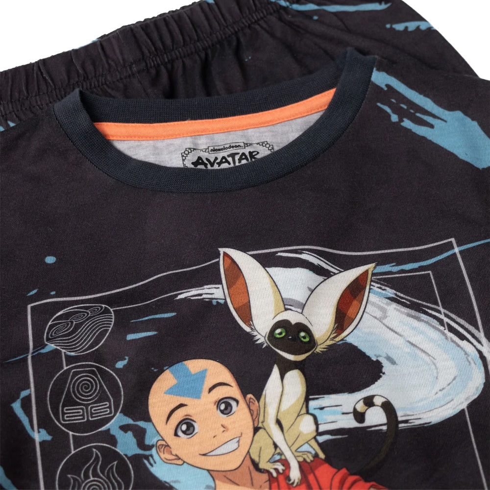 Black - Pack Shot - Avatar: The Last Airbender Boys Aang & Momo Long Pyjama Set