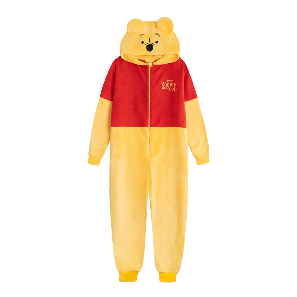 Orange-Red - Front - Winnie the Pooh Womens-Ladies Embroidered Logo All-In-One Nightwear