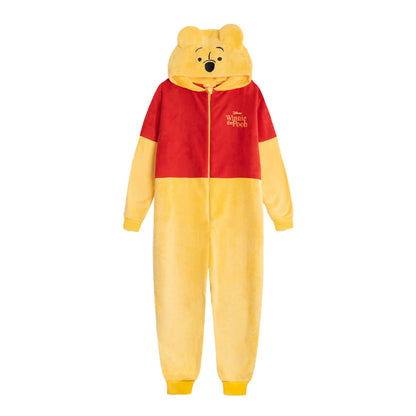 Orange-Red - Front - Winnie the Pooh Womens-Ladies Embroidered Logo All-In-One Nightwear